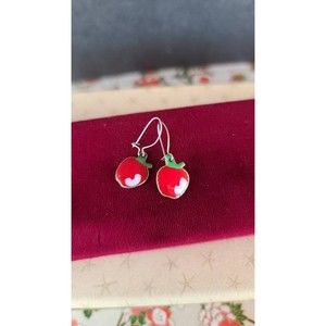 Enamel Apple Dangling Earrings